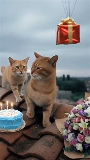 Full with Love #animalintelligence #cat #cake #cute #love #happybirthday #balloon #flowers #funny