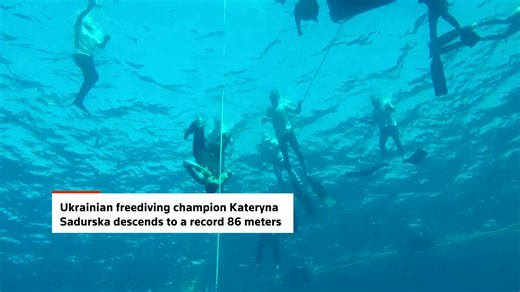 Ukrainian freediving champion Kateryna Sadurska set a world record in Dominica in the Constant Weight No Fins discipline with a dive to 86 meters. The dive surpassed her own world record set last year at the same location by two meters. | Reuters