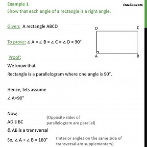 Example 1 - Show that each angle of rectangle is right angle