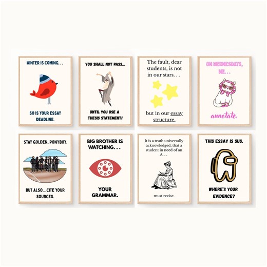 Funny English Classroom Posters; Pop Culture References; Teacher Humour; ELA Classroom Decor; High School Prints; Middle School Posters - Etsy
