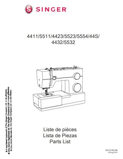 Singer 4423 4562 44S Sewing Machine Instruction Manual Parts List English Spanish Vintage PDF Download - Etsy