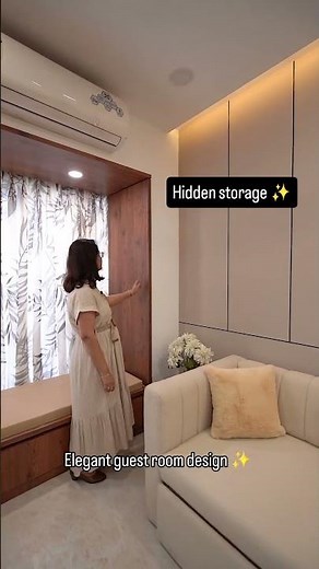 Elegant guest room design with hidden storage. ️