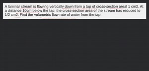 A laminar stream is flowing vertically down from a tap of cross... | Filo