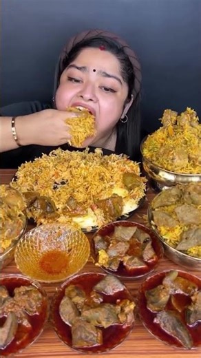 ASMR Eating Chicken Kaleji Curry🔥Egg Chicken Briyani #mukbang #asmr #foodie #asmrvideo #eatingshow