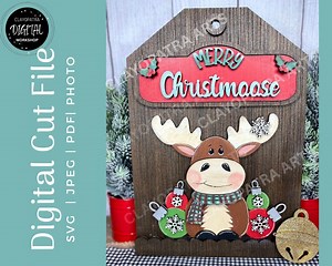 Merry Christmoose Insert Svg|moose Svg|interchangeable Svg|winter Laser File| Christmas Laser File|double Sided Laser File - Etsy