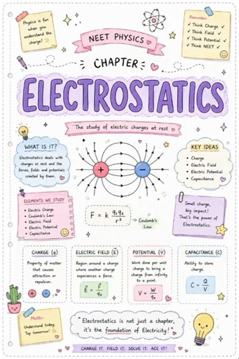 #ELECTROSTATIC🎯 ONLY IN 44 SEC.🌿 Class 12 Physics | Complete NEET/JEE Notes + Concepts + Tricks 🔥