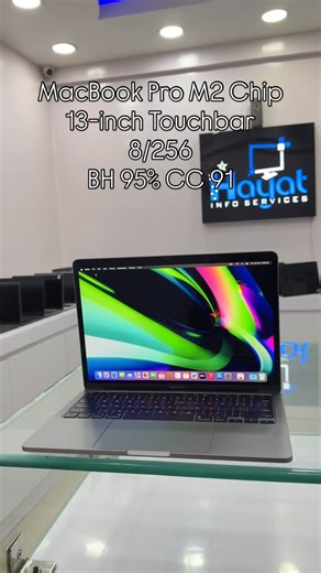 HAYAT INFO SERVICES on Instagram: "MacBook Pro M2 Chip 13-inch Touchbar 8/256 BH 95% CC 91"