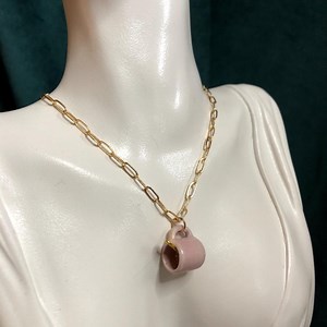 Pink Coffee Cup Necklace – Dollhouse Ceramic Charm on Gold Paperclip Chain - Etsy Canada