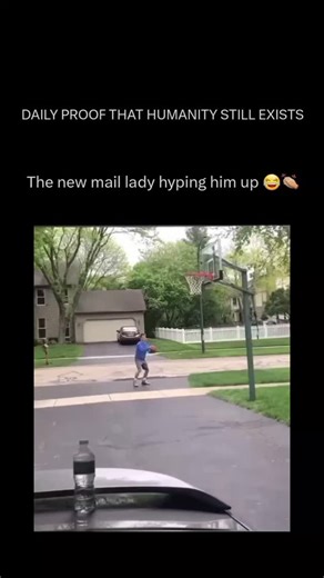 Kindness • Love • Compassion on Instagram: "Follow @theactofhumanity as we restore your faith in humanity, post by post ✨💛 This viral video from May 2019 shows a teenage boy named Paul Stys practicing basketball in his driveway in Naperville, Illinois, when a postal worker (mail carrier) stops her route to cheer him on. As Paul shoots hoops, the mailwoman — later identified by some viewers as Ebony — pulls up and enthusiastically says things like “Let me see what you got!”, hyping him up aloud.