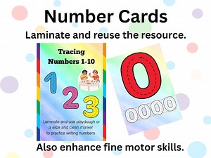Colorful Tracing Numbers 1-10 Worksheets | Printable Number Tracing Sheets | Homeschool Preschool Activity | Playdough & Dry Erase - Etsy UK