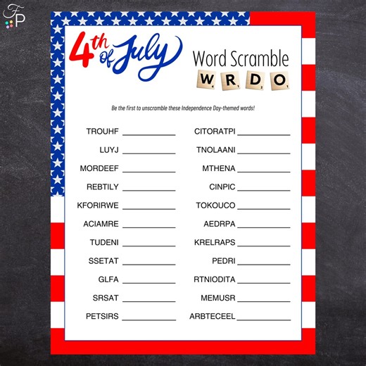 4th of July Word Scramble | Printable Fourth of July Game for Kids, Adults, Family | Independence Day Party Game - Etsy