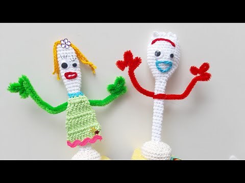 Forky y su novia Knifey Toy Story 4 crochet amigurumi