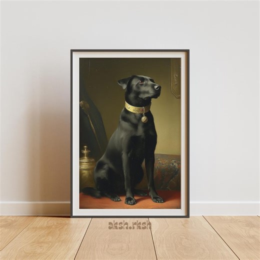 Black Labrador Royal Portrait Wall Art Printable, Vintage Aristocratic Dog Painting, Elegant Pet Art Digital Download - Etsy