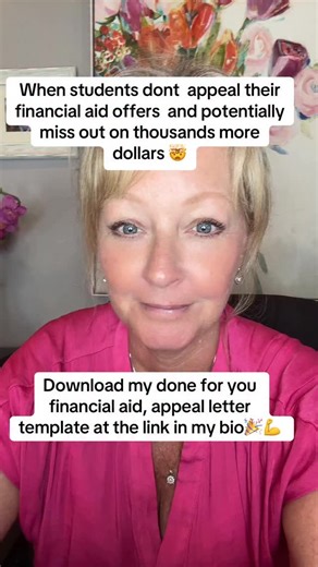 Statistically 80% of the students I help appeal, receive additional financial aid and I’ve seen it range anywhere from $3000 all the way up to $30,000! ￼ it just comes down to using some key strategies in writing a financial aid appeal letter ￼ and sending it off to the college financial aid office. ￼￼ and you don’t have to have special circumstances to appeal! ￼ I created it done for you template that’s all pre-written. All you have to do is plug in your own information. ￼ you can purchase and 