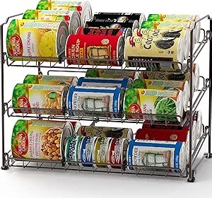 Simple Houseware Stackable Can Organizer Rack for Pantry/Cabinet – 11.5" D x 17" W x 13.75" H, Holds 36 Cans, 3-Tier Can Food Storage Dispenser, Bronze