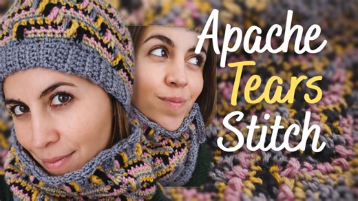 Step by step crochet hat and cowl with Apache tears stitch