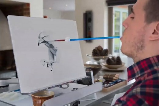 Mouth artist Henry Fraser posts a video showing his works from the first 18 months of painting and drawing. Read the full story here: http://bit.ly/298yRZw | ITV London