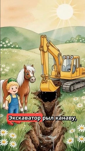 A children's cartoon about an excavator and a dump truck. A song about cars from the Chudarikovs....