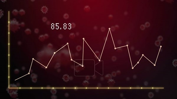 Animated line chart plotting finance metric from live feed, updating labels, peaking then declining. Graph, data, axis, nodes, glow, gold, gradient Stock Video Footage - Alamy