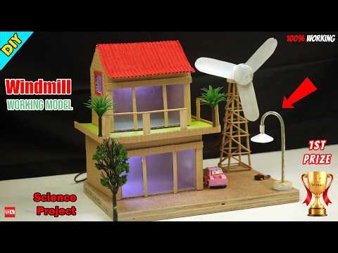 DIY Miniature House with Working Wind Turbine from Cardboard
