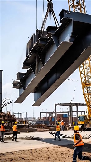 Steel Gantry Beam Tilts Mid-Air — Port Crane Near-Collapse Caught on Camera!! #fail #construction
