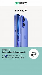 34K views | O2 Aktion  z.B. das iPhone 16 mit Unlimited GB Daten für mtl. nur € 44,99. Jetzt sichern  Nur für kurze Zeit! | DeinHandy | Facebook