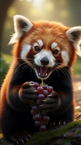 🐼🍇 Chibi the Red Panda Tries Grapes… Didn’t Expect That! 😳