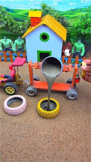 😱 Real Working Mini Tractor Making Cement Pillar | Amazing DIY Construction Machine 🚜 #shorts