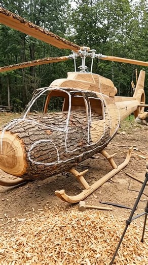 Poor Craftsman Builds a Giant Wooden Helicopter From One Massive Tree Log | Viral Luxury Build