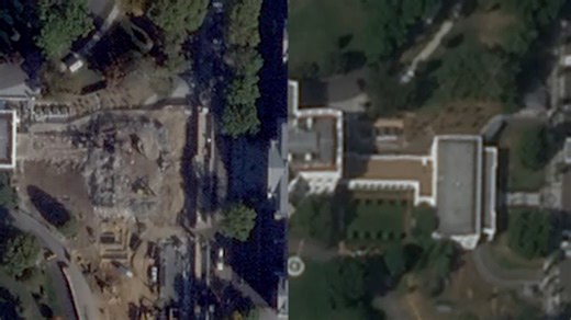 Before-and-after White House satellite images show East Wing demolition as new ballroom construction starts. | USA TODAY
