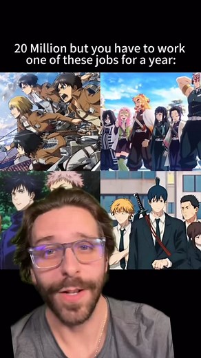 Which of these anime jobs are you working for 20 million a year? 👀 #anime #manga #manganimist #jjk #demonslayer #aot #csm | Manganimist