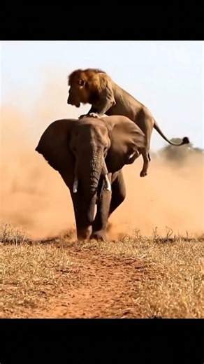 Two Lions Attack an Elephant 🦁🐘 But the Giant Fights Back! #shorts