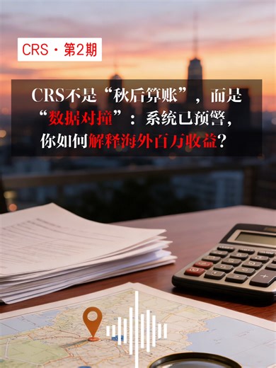 很多高净值人士误以为：“只要在年底前把海外账户里的钱转走，就能避开监管。”大错特错！ 在CRS全球信息自动交换机制下，这种操作不仅无效，反而可能触发更严厉的风控。 本期《跨境财富指北》，环球出国（Globevisa）将为您深度拆解资产信息的流转路径。从新加坡到中国，数据是如何通过“政府对政府”的加密通道，精准投递到税务局的数据库？ 我们不谈理论，只看实操：为什么说 12 月 31 日是资产的“定格日”？一旦发生“数据对撞”，被要求提供“完税证明”时该如何应对？ 与其被动等待合规质询，不如主动出击。本期节目将告诉您：如何利用合法的移民身份规划（如配置新加坡、香港、迪拜等低税区身份），在下一个“财富快照”生成之前，优化您的税务居民属性。👉 立即点击获取方案：https://dowmur55.jsjform.com/f/AarPbl 本期核心话题： ●🗺️ 路径解析： 你的海外存款信息，经历了哪三步“自动快递”才回到国内？ ●📸 财富快照： 哪怕账户余额清零，为什么你全年的利息、分红依然会被“记录在案”？ ●⚠️ 数据对撞： 当境外收入数据与国内个税申报系统“交叉比对”时，风险是如何爆