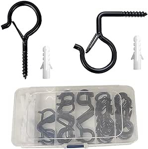 40 Pack Q-Hanger Hooks, Screw Hooks for Outdoor String Lights, Ceiling Hooks for Hanging Plants, Outdoor Wire & Christmas Lights, Windproof Safety Buckle Design