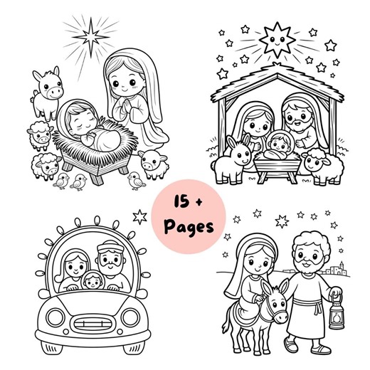 Christmas Nativity Coloring Pages for Kids, Sunday School Activity (PDF) - Etsy