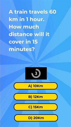 60 km/hr → 15 min 🤔 Find Distance #shorts #ytshorts #youtubeshorts #quiz #shortvideo #shortsfeed