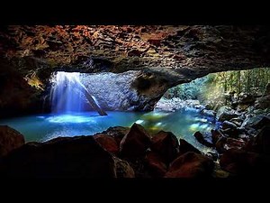 Damp cave ambience - Soothing waterfall - Relaxation soundscape
