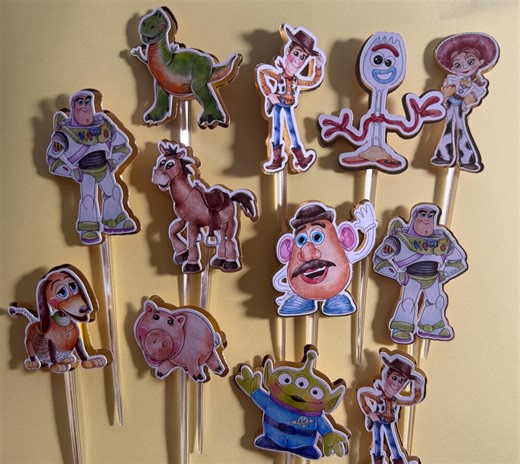 Toy Story Watercolor Cupcake Toppers SET OF 12 - Toy Story Birthday - Toy Story Party Decor - Etsy