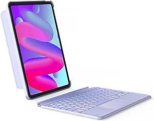 Inateck for iPad Pro 11-inch(1st/2nd/3rd/4th Generation), Air 11" M3/M2, Air 6(M3/M2)/ 5/4 10.9 inch (2022/2020)- Detachable iPad Keyboard Case with 7-Color Backlight and Touchpad, KB04111 Purple