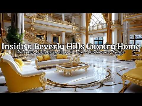 Inside a Beverly Hills Luxury Home: Stunning Gold Living Room & High End Interior Design