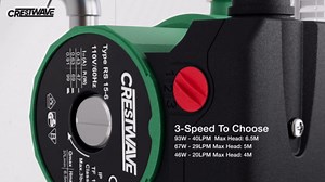 CrestWave Hot Water Recirculating Pump, 93W 110V Water Circulation Pump for Water Heater, 3-Speed-Control Durable Hot Water Pump for Domestic Electric Water Heater System