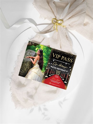 Photo Hollywood Birthday Invitation: Red Carpet VIP Pass Birthday (editable Template) - Etsy