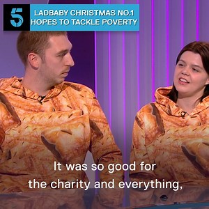 "When we found out the money we raised went towards 70,000 emergency food packages - why wouldn't we try again?" This British family hit internet fame with their viral LadBaby videos, and are now on track to win their second consecutive Christmas No.1 with a sausage roll themed charity single. They're taking on Stormzy and Ed Sheeran, and last year beat Ariana Grande - all to raise money for UK families in need. | Channel 5 News