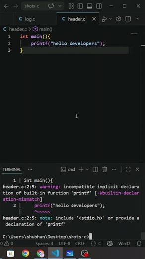 C Header Files Explained in 30 Seconds 🔥 | #cprogramming #shorts