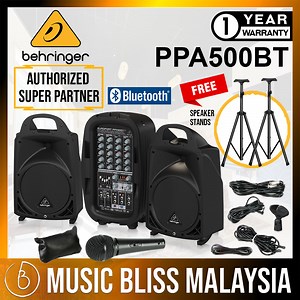 Behringer Europort PPA500BT Portable PA System Set with FREE Speaker Stands