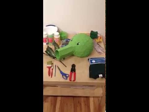 Plants vs Zombies PopCap PvZ Peashooter Halloween DIY Easy Costume Paper Mache
