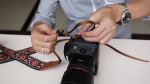 Padwa Lifestyle Camera Strap - 2" Cowhide Leather Head Cotton Camera Straps for Photographers,Adjustable Neck Shoulder & Crossbody Embroidered Cotton Padded Strap for ALL DSLR/SLR Cameras