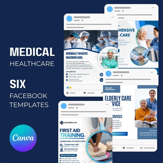 Medical Facebook Post Templates: Healthcare Social Media Marketing (canva Editable, Instant Download) - Etsy