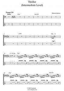 Thriller (niveau intermédiaire) (Michael Jackson) - Tablature Basse