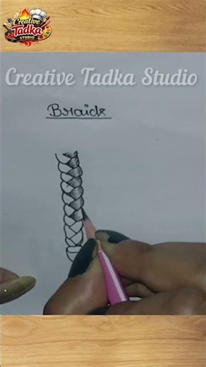 Realistic Braid Hair Drawing | Pencil Sketch Tutorial | #shorts #braid #trending#CreativeTadkaStudio
